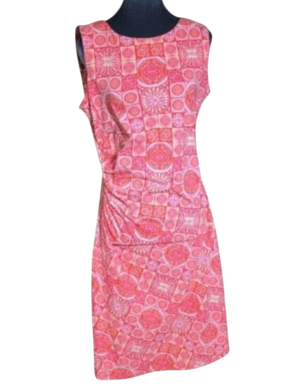 J. McLaughlin Sleeveless Sage Dress Pink/Yellow/White Boho Cruise Size L